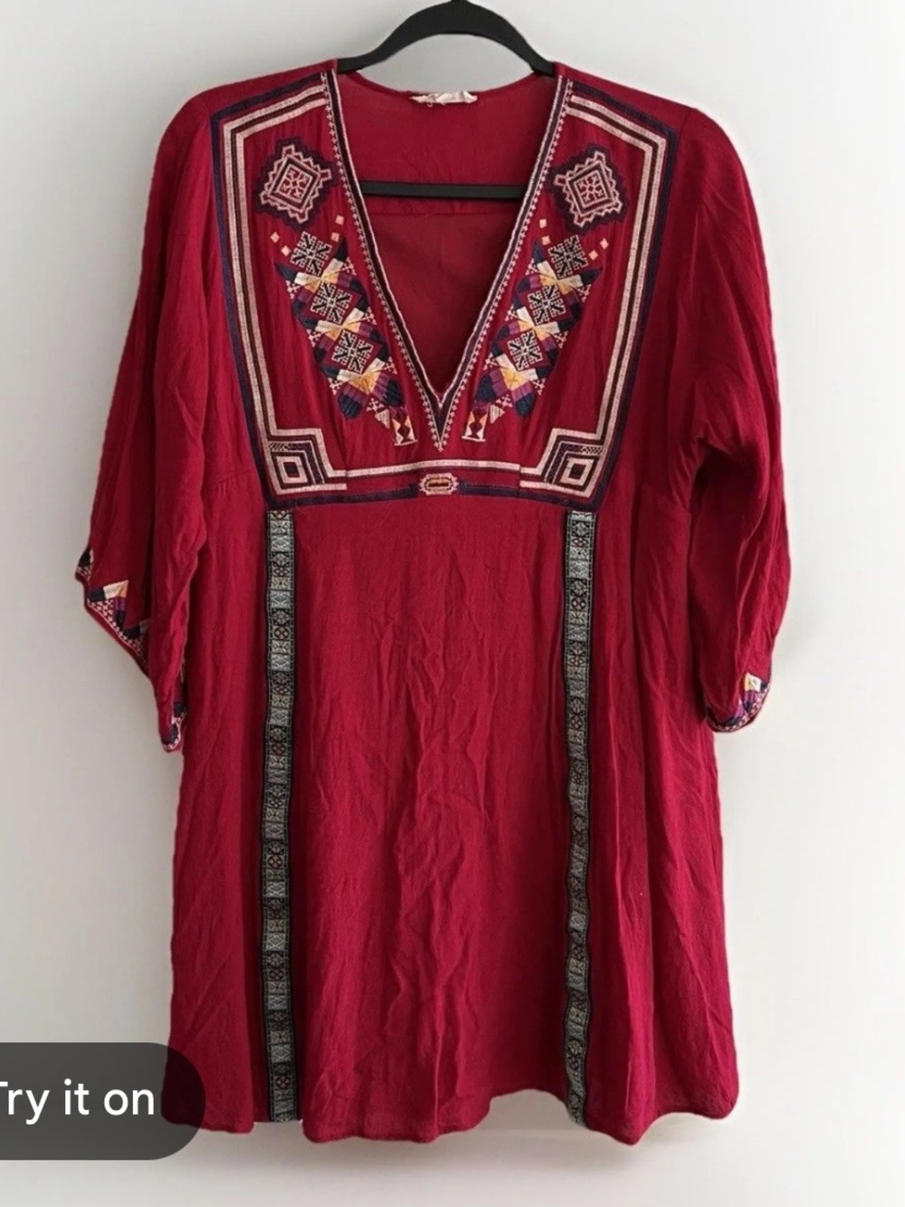 Entro NWT Embroidered boho mini dress size M